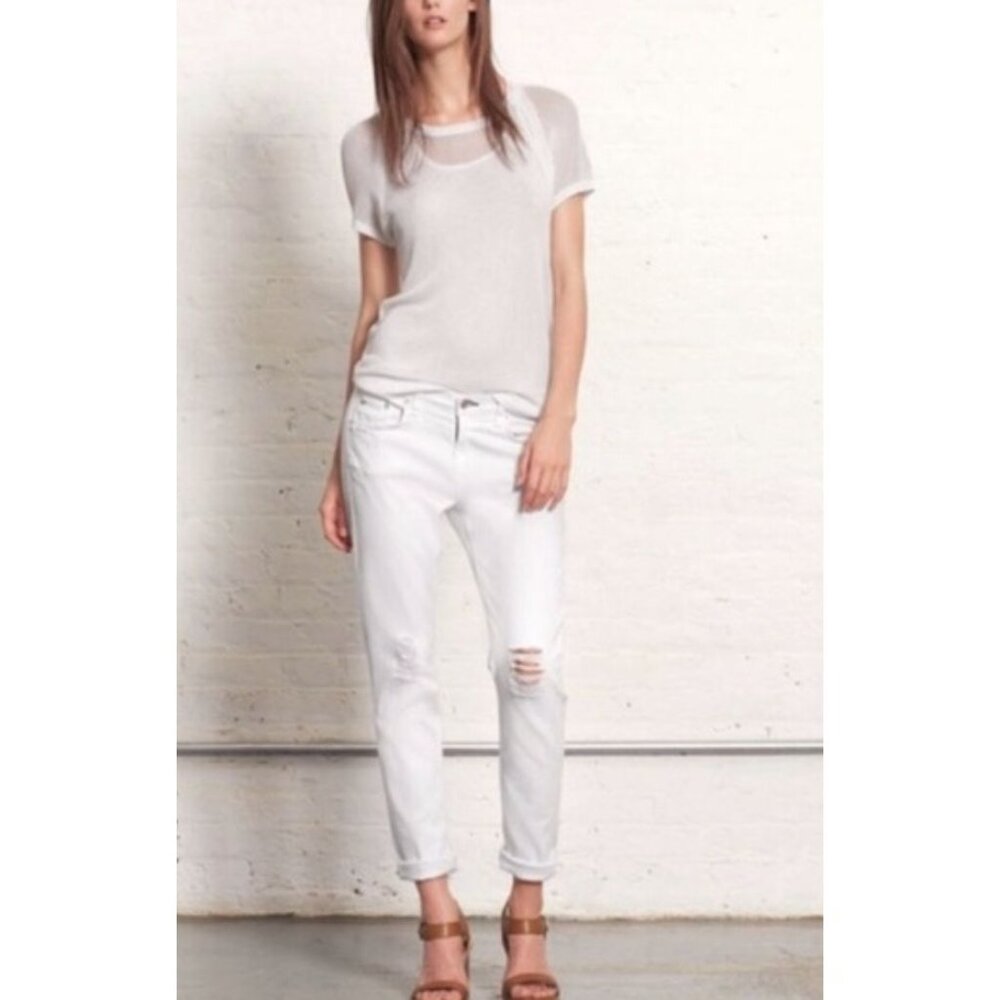 Rag & Bone The Dash Slouchy Skinny Jeans in Tattered White Size 27